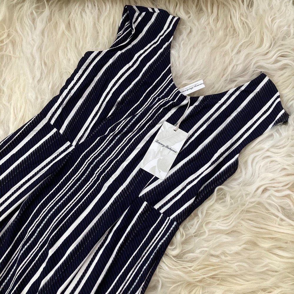 TOMMY BAHAMA STRIPED SCOOP NECK COCKTAIL DRESS - Picture 7 of 9
